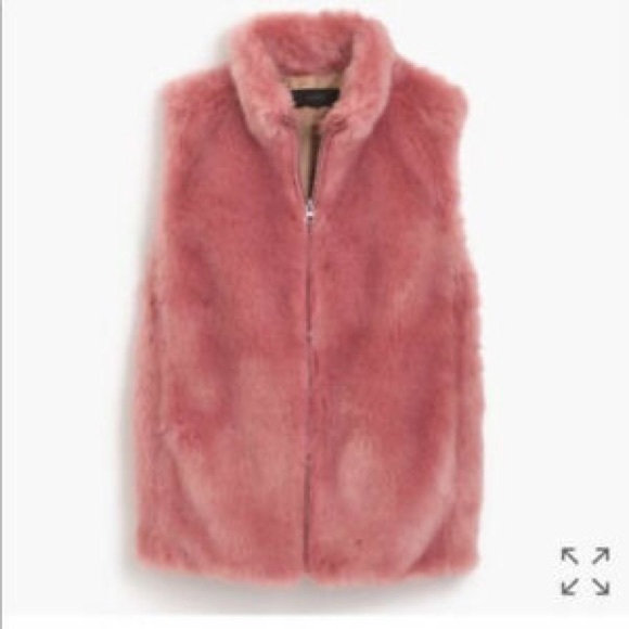 NWT J.Crew Pink Faux Fur Vest - Picture 7 of 7